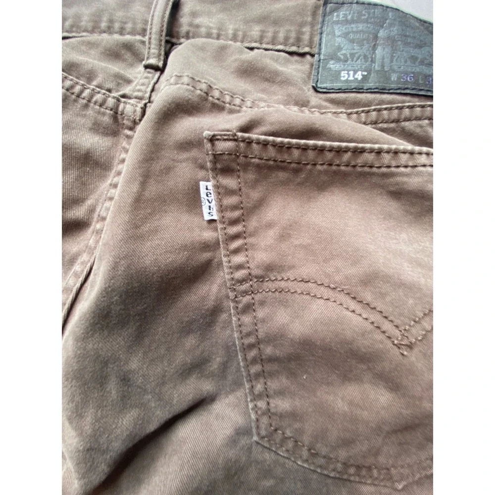 Levis 514 Straight Fit Pants Mens 36x34 Brown Cotton Casual Trousers 514-0612